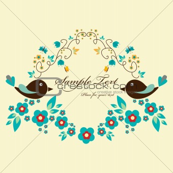 Floral frame with birds