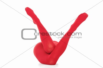 Female legs in red tights
