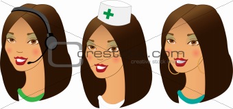 Profession women avatars set