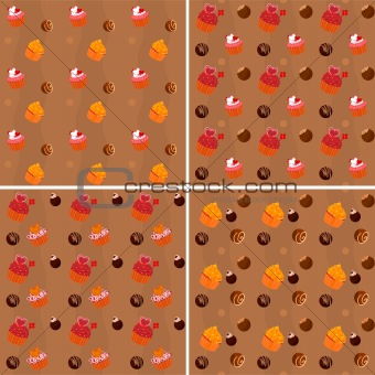 Seamless texture  - cupcakes and chocolate Sweets