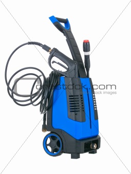 Blue pressure portable washer with inserted gun
