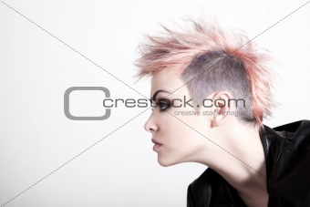 Young Female Punk with Pink Hair