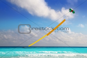 advertise beach parachute boat yellow copyspace