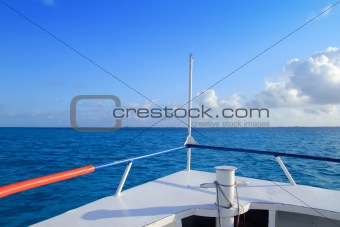 boat bow blue Caribbean sea Cancun to Isla Mujeres