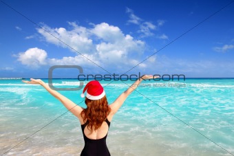 santa woman tourist christmas caribbean vacation