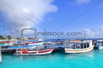 Caribbean Puerto Juarez boat pier turquoise sea