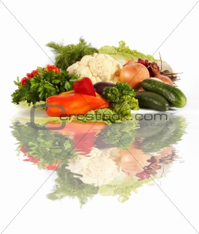 Various vegetables on the water
