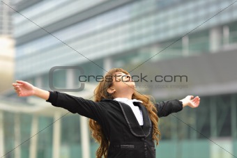 business woman stretch oneself
