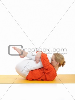 series or yoga photos. young woman doing relaxing exercise