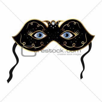 Blue eyes hidden under theatrical mask