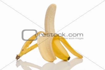 ripe banana on white background