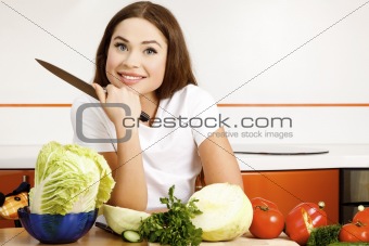 beautiful woman in the kitchen 