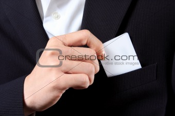 Businessman Holding a Card