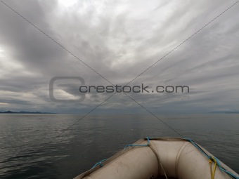 Inflatable Boat on Ocean