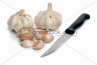 Two garlic and kitchen knife 