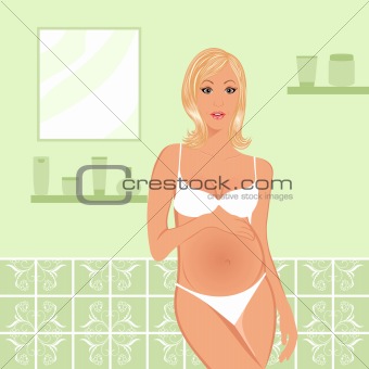 pregnant women in bathroom