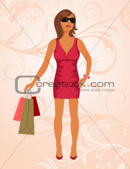 fashion shopping girl with bags