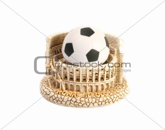 The Colosseum  in Rome and  football soccer ball