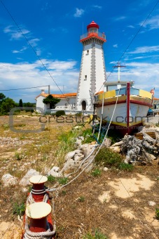 lighthouse on mediterranean coastline