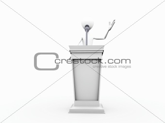 man speaks to a rally isolated on white background