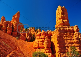 Rock formations in red canyon park in Utah.