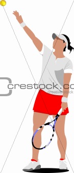 Woman Tennis player. Colored Vector illustration for designers