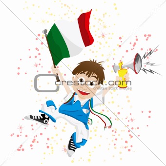 Italy Sport Fan with Flag and Horn