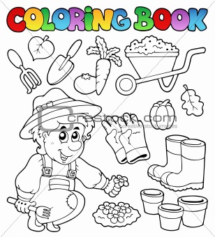 Coloring book with garden theme