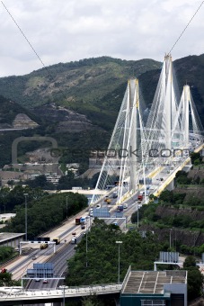 Ting Kau Bridge. Cable-stayed bridge in Hong Kong 