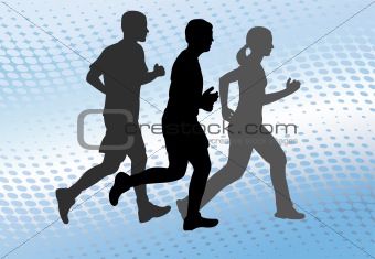 runners on the abstract background