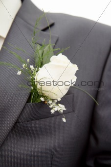 rose in his lapel of his jacket the groom