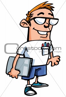 Cartoon nerd with glasses