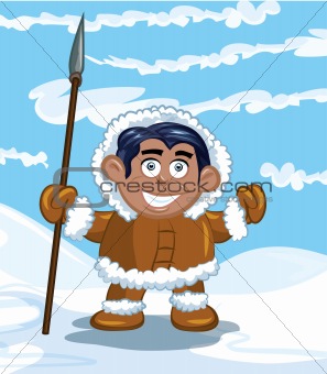 Cartoon eskimo with a spear