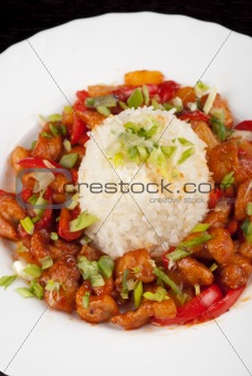 Pork meat and japanese rice