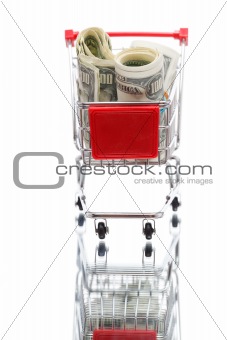 Market cart with money