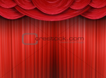 Closed curtain of a stage 