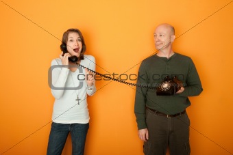 Excited Woman On Telephone
