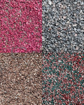 a set of the four different decorative crushed stones 