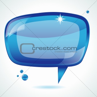 Blue glossy speech bubble - vector background 