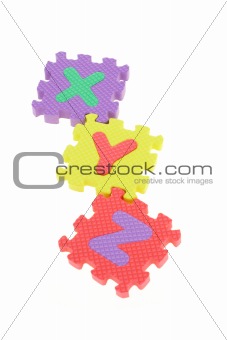 Colorful XYZ puzzle blocks 