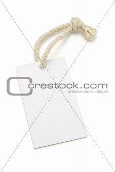 Blank white tag with string