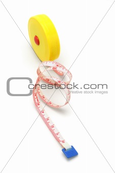 Yellow plastic tape measure