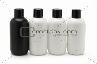 Black and white cosmetic containers