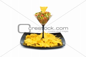 Mexican traditional foof - corn chips and salsa