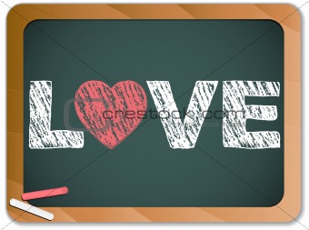 Blackboard with Love Heart Message written with Chalk