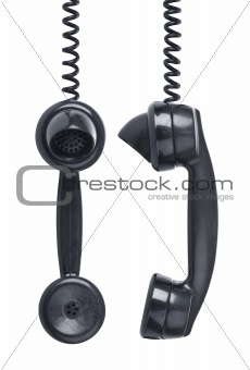 Hanging phones isolated on white