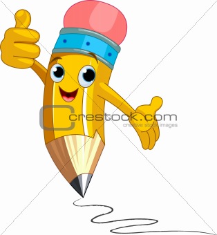 Pencil Character  giving thumbs up