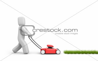 Person mow a grass