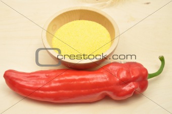 Detailed but simple image of  polenta and paprika