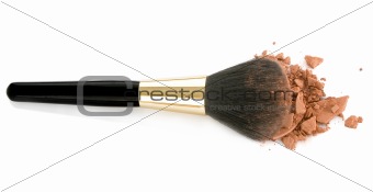 Make-up brush and brown powder